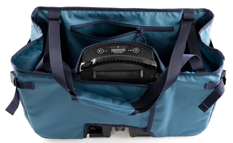 Brompton Bright Night Electric Basket Bag Reflective in Dusk Blue 22L-5